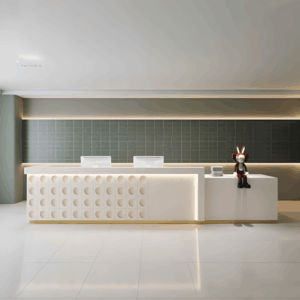Company Lacquered Reception Desk Counter - L200 X W60 X H100 CM