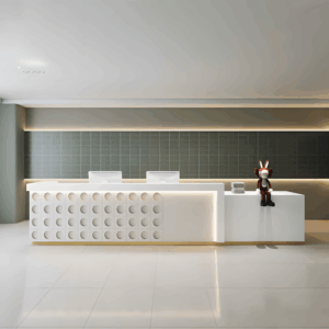 Company Lacquered Reception Desk Counter - L240 X W60 X H100 CM