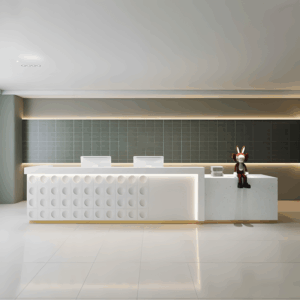 Company Lacquered Reception Desk Counter - L160 X W60 X H100 CM
