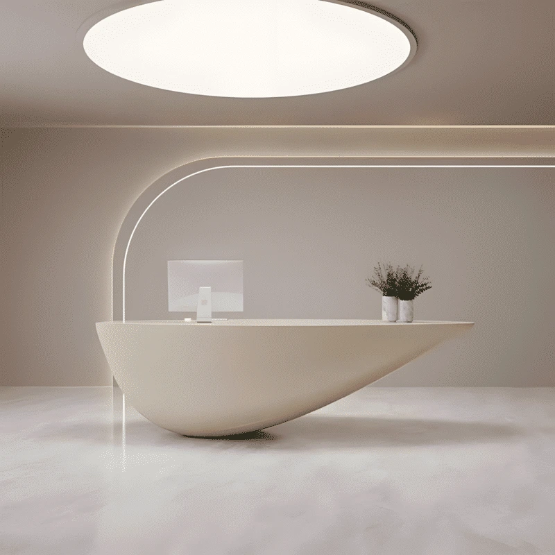 Curved Fiberglass Counter - Modern Reception Desk