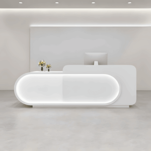 Curved Front Reception Desk - Stylish Cashier Solution - L150 x W60 x H100 CM