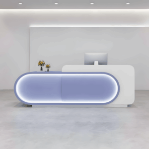 Curved Front Reception Desk - Stylish Cashier Solution - L220 x W60 x H100 CM
