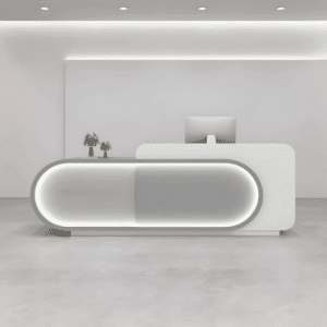 Curved Front Reception Desk - Stylish Cashier Solution - L300 x W60 x H100 CM