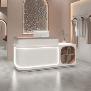 Customizable Corner Reception Desk With Light - L180 x W60 x H100 CM