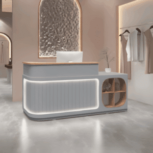 Customizable Corner Reception Desk With Light - L240 x W60 x H100 CM