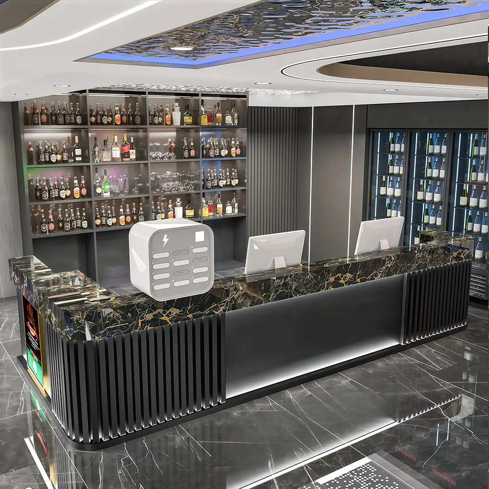 Elegant Marble Rock Slab Reception Desk