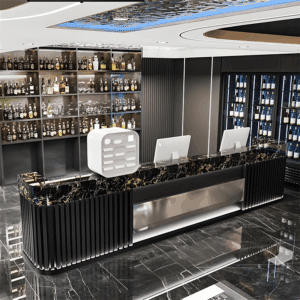 Elegant Marble Rock Slab Reception Desk