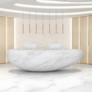 Fiberglass Reception Desk - Custom Shaped Counter for Clinic & Office