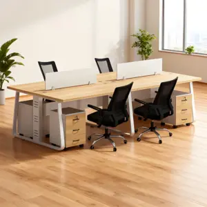 Fully Upgraded Flexible Combo Two Person Desk - Maoters - Four-person seat L240 x W120 x H75 CM (with 4 cabinets and 4 chairs)