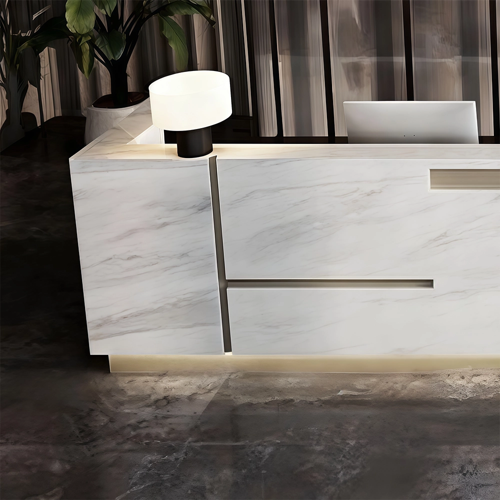 Imitation Marble Pattern Front Desk - Elegant Service Desk Imitation Marble Pattern Front Desk - Elegant Service Desk
