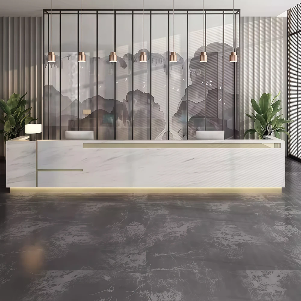 Imitation Marble Pattern Front Desk - Elegant Service Desk