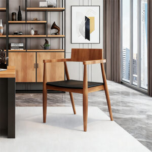 Industrial-Style Solid Wood Executive Desk - Maoters - Chair
