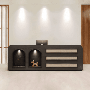 Lacquer Beauty Bar Reception Desk - Maoters - L160 X W60 X H100 CM, Blackwood