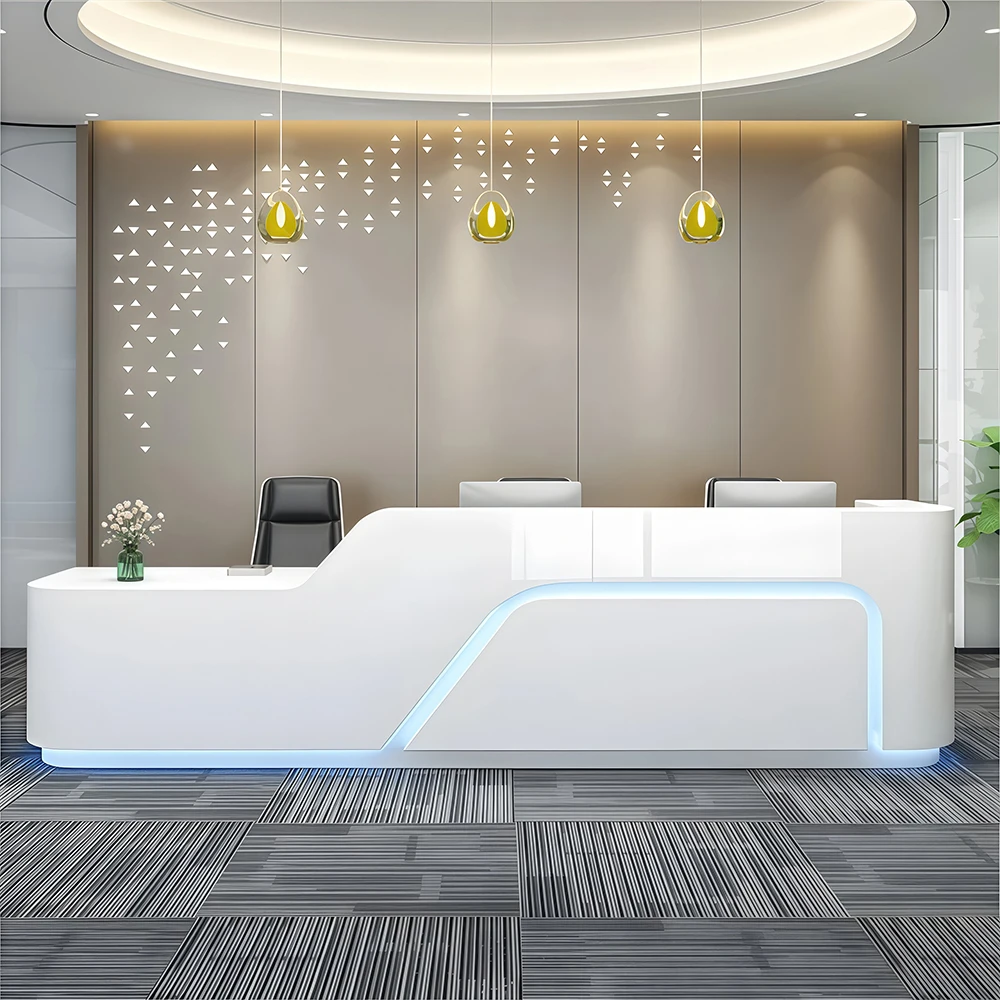 Lacquered Curved Company Reception Desk