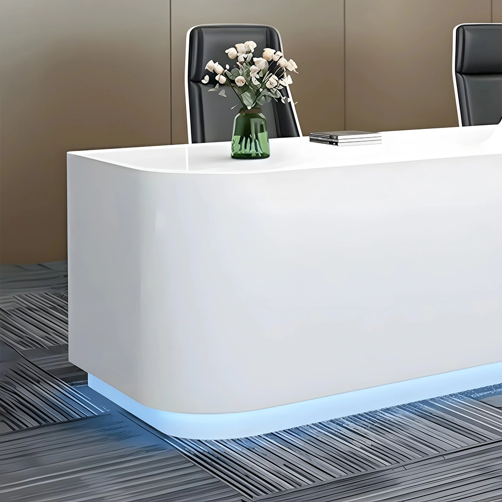 Lacquered Curved Company Reception Desk Lacquered Curved Company Reception Desk