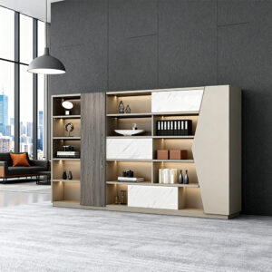Lacquered Executive Desk and Chair Set - Maoters - L280 x W40 x H200 CM Bookcase