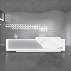 Lacquered Reception Desk Simple Modern - L240 x W60 x H100 CM (Type Right)
