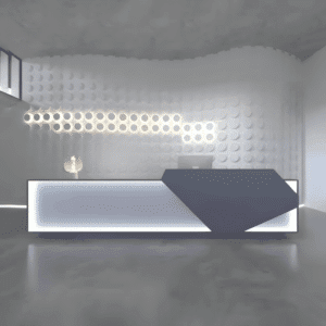 Lacquered Reception Desk Simple Modern - L280 x W60 x H100 CM (Type Right)