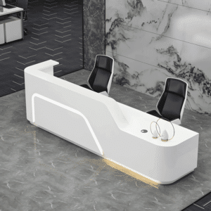 Lacquered Curved Company Reception Desk - L320 x W60 x H100 CM, Right