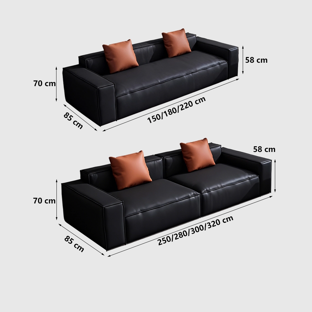 Leather Grey Sofa with Wide Armrests - Maoters Leather Grey Sofa with Wide Armrests - Maoters