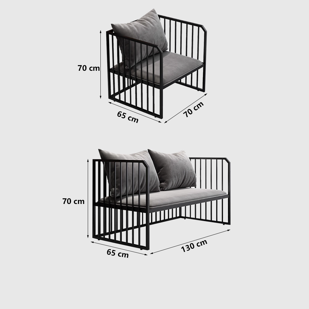 Leisure Industrial Iron Sofa - Gray Leisure Industrial Iron Sofa - Gray