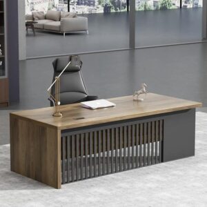 Innovative Industrial-Style Solid Wood Executive Desk