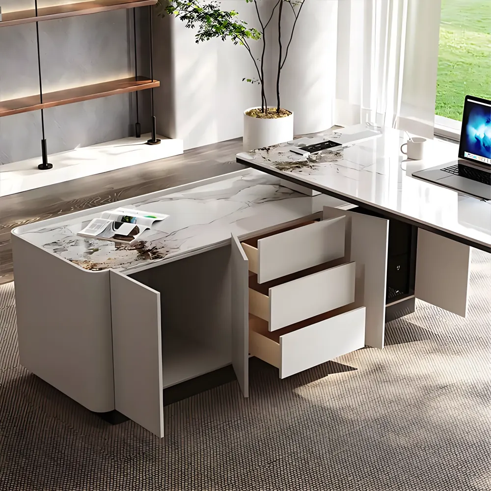Modern Corner Executive Desk - Italian Rock Board Modern Corner Executive Desk - Italian Rock Board