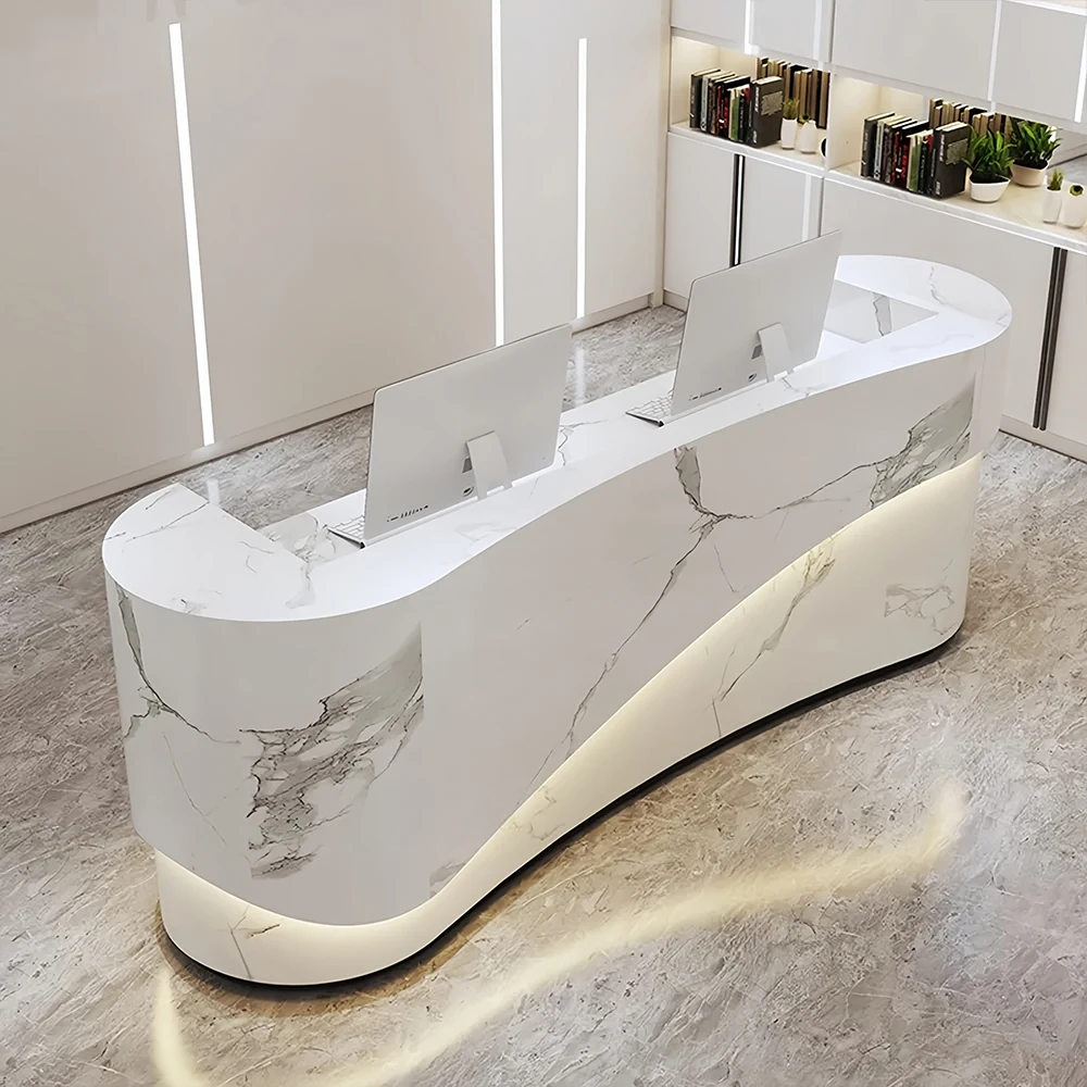 Modern Curved Front Desk Reception Desk Cashier Desk Modern Curved Front Desk Reception Desk Cashier Desk