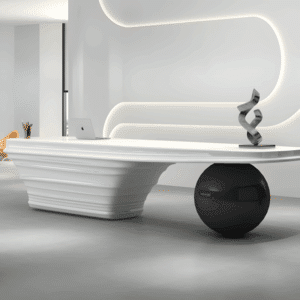 Modern Lacquer Reception Desk - Sales Center & Hotel Front Counter - L240 X W70 X H79 CM