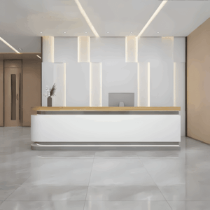 Modern Lacquered Reception Desk with Curved Corner - L160 X W60 X H100 CM
