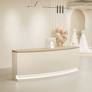 Modern Light Reception Desk - L150 x W60 x H100 CM