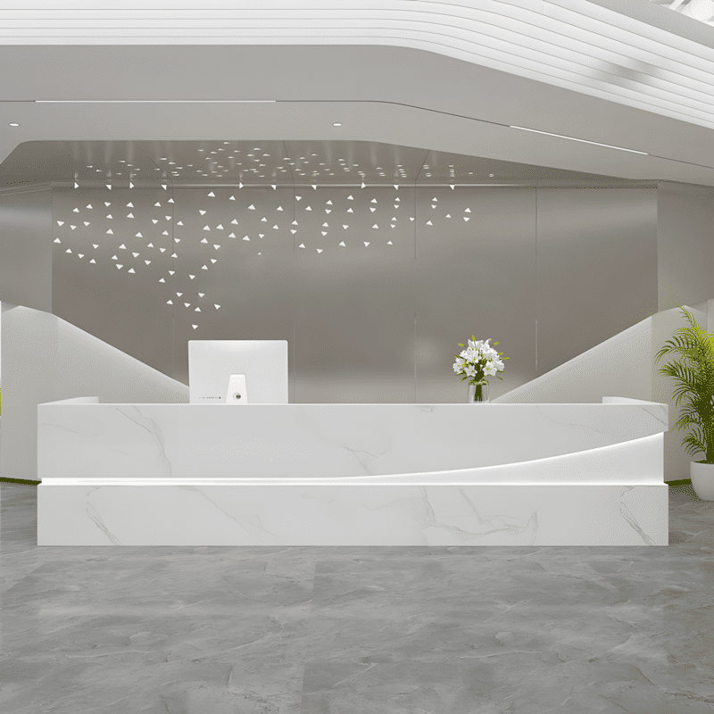 ModernSimpleReceptionDesk-SleekLacquerFinish-1 Modern Simple Reception Desk - Sleek Lacquer Finish