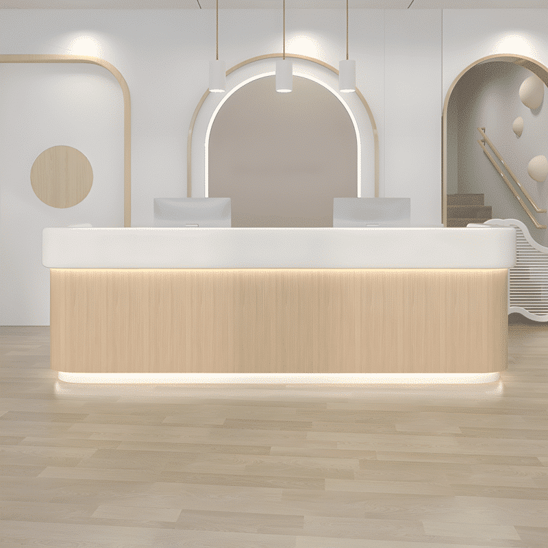 Modern Simple Wood Grain Reception Desk - Maoters