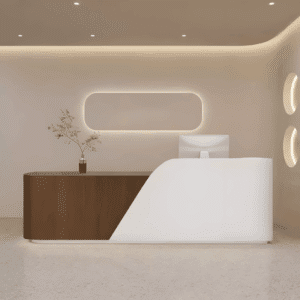 Rustic Wood Reception Desk - Salon & Yoga Studio Counter - L320 X W60 X H100 CM