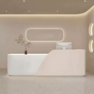 Rustic Wood Reception Desk - Salon & Yoga Studio Counter - L320 X W60 X H100 CM