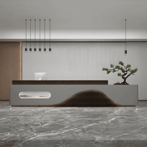 Simple and Modern Hotel Reception Desk - L260 X W60 X H100 CM, Grey