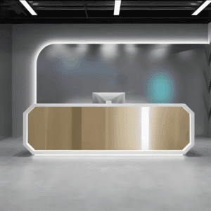 Sleek Stainless Steel Reception Desk - Enhance Your Space - L220 x W60 x H100 CM