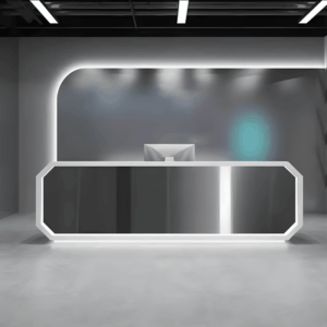 Sleek Stainless Steel Reception Desk - Enhance Your Space - L120 x W60 x H100 CM