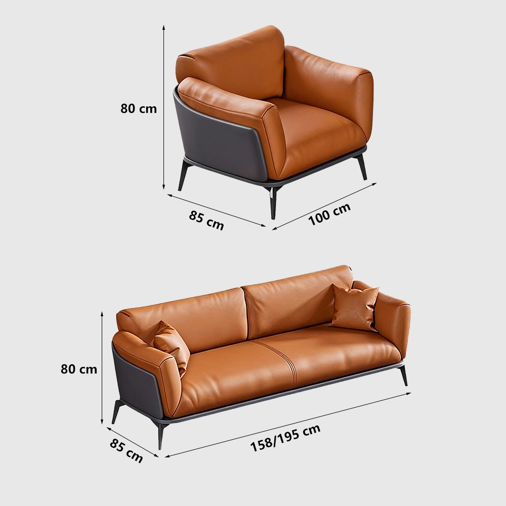 Small Business Office Sofa - Orange, Two Seater Small Business Office Sofa - Orange, Two Seater