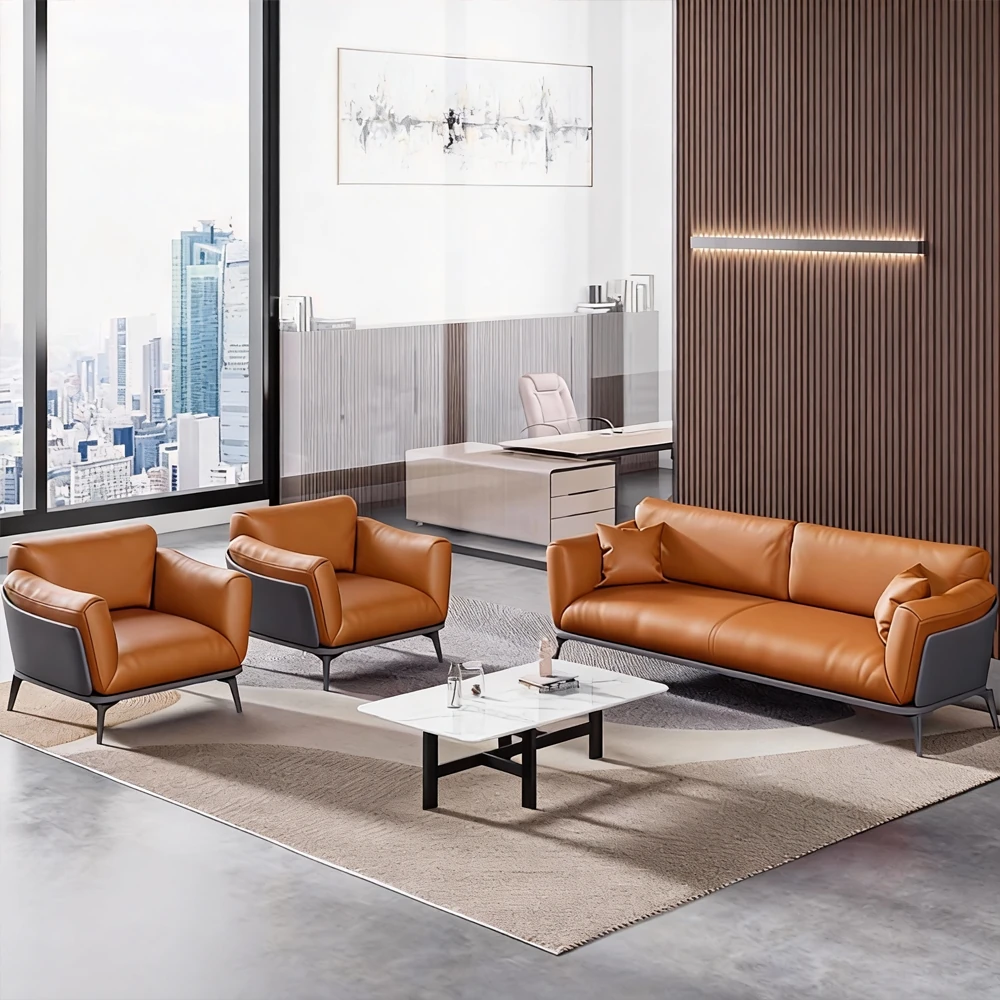 Small Business Office Sofa - Orange, Two Seater