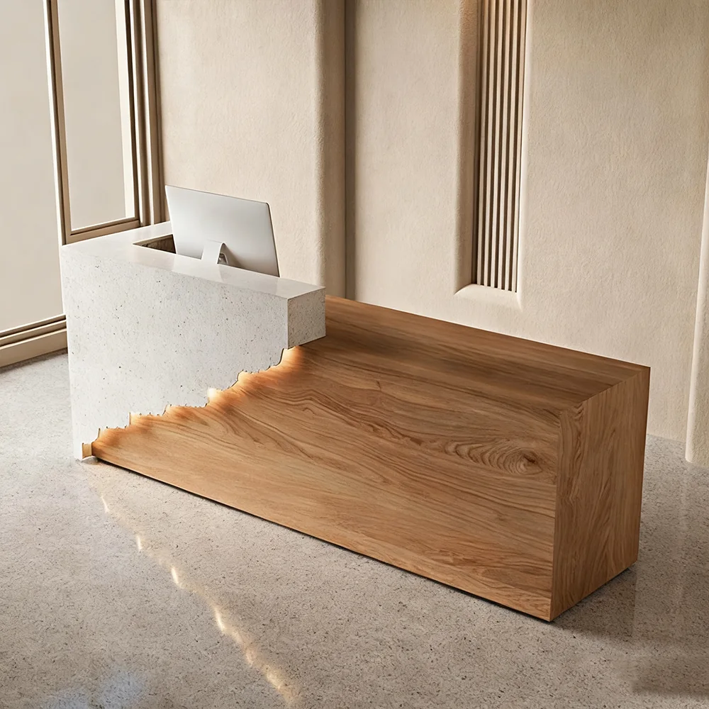 Solid Wood Corporate Office Reception Desk