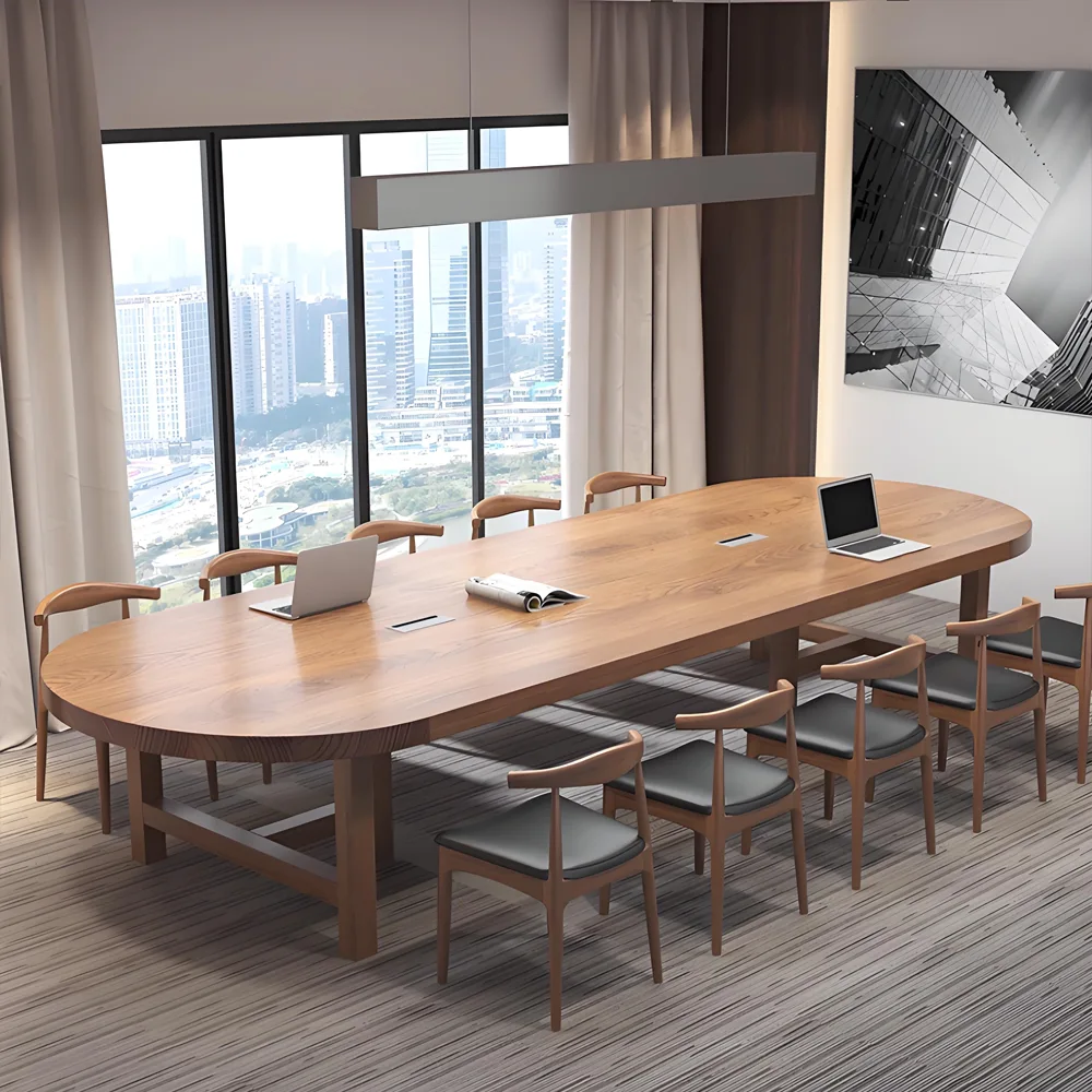 Solid Wood Elegant Oval Conference Table