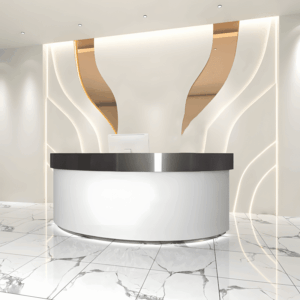 Stainless Semi Circular Reception Desk - L100 x W60 x H100 CM
