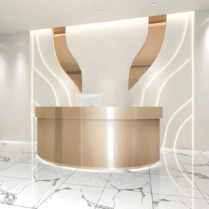 Stainless Semi Circular Reception Desk - L240 x W60 x H100 CM