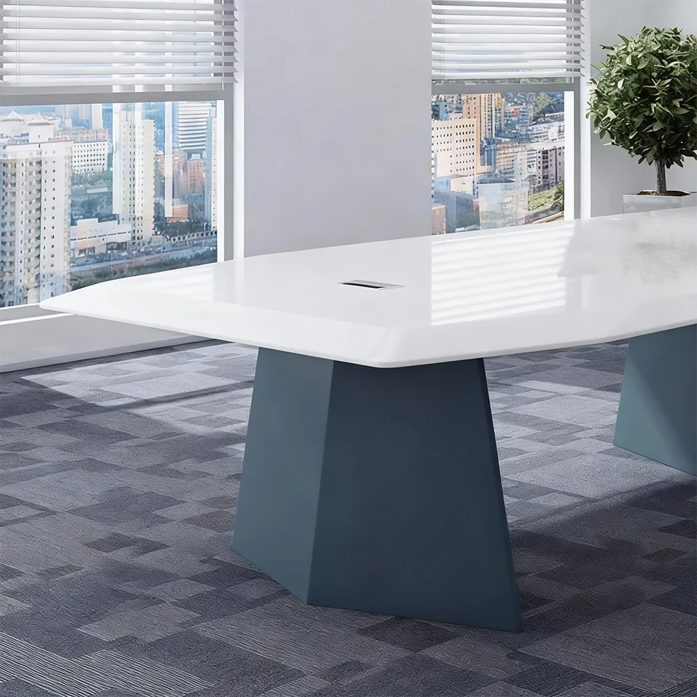 Stylish Large White Painted Conference and Multi-Person Office Desk Stylish Large White Painted Conference and Multi-Person Office Desk