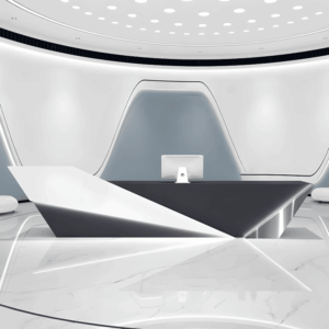 Stylish Reception Desk with Register Counter Storage - L220 X W60 X H100 CM