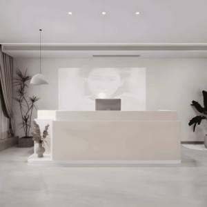 Stylish Rectangular Wood Reception Desk - L240 X W60 X H100 CM