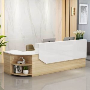 Simple L-shape Wood Reception Desk - Maoters - L220 X W100 X H100 CM, Left