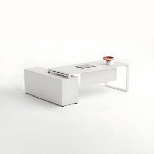 Modern Minimalist White Executive Desk - Perfect Fit - Maoters