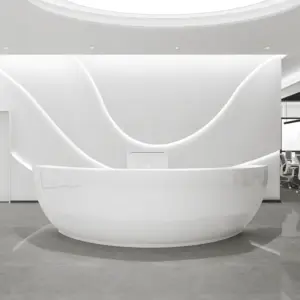Modern Fiberglass Reception Desk - Curved Counter for Office - L160 X W60 X H100 CM